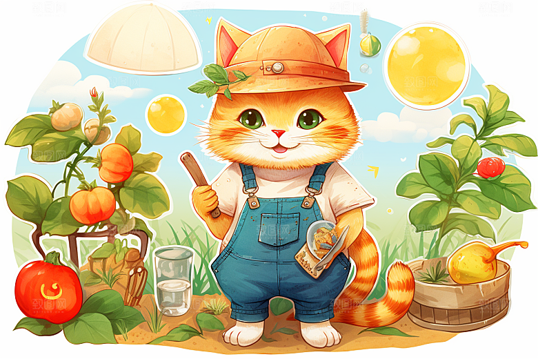 卡通猫咪手绘宠物贴纸