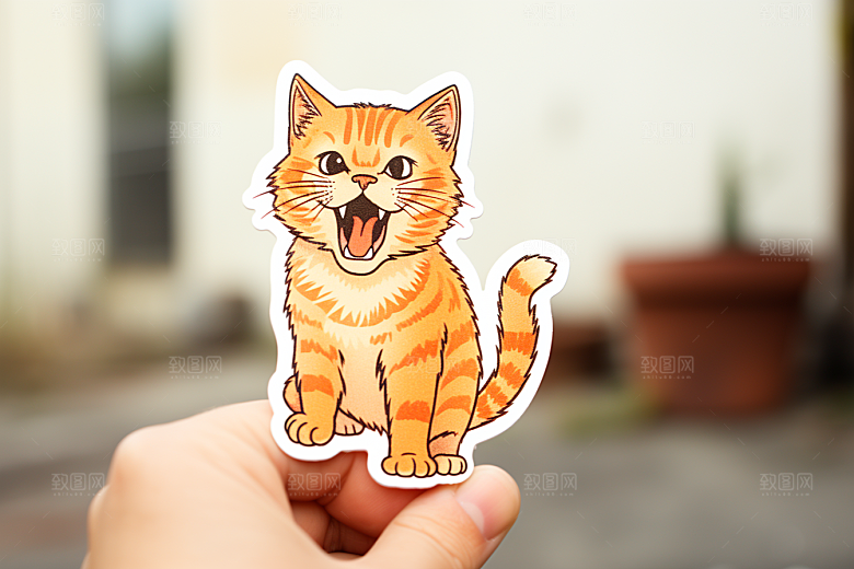 卡通猫咪插画宠物贴纸