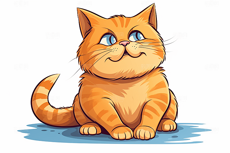 卡通猫咪高清手绘贴纸
