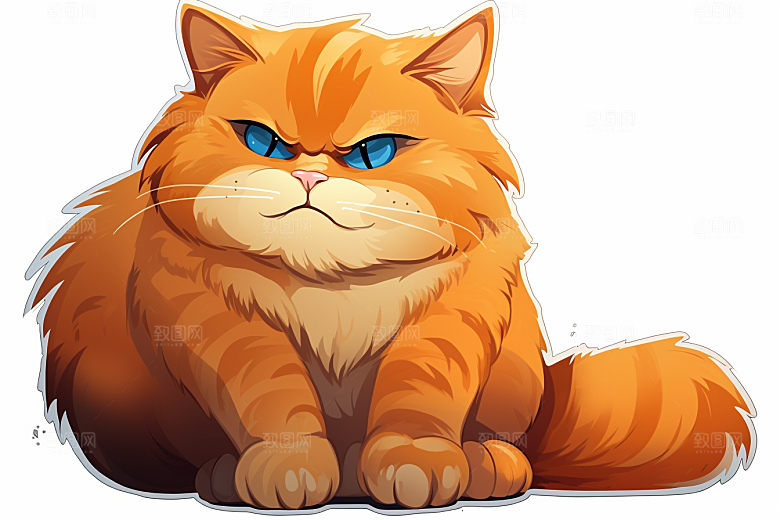 卡通猫咪宠物手绘贴纸