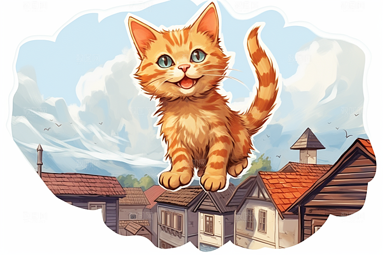 卡通猫咪宠物插画贴纸