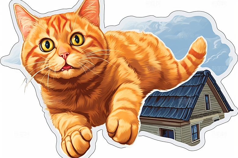 卡通猫咪高清插画贴纸