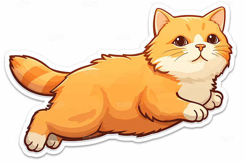 卡通猫咪手绘高清贴纸