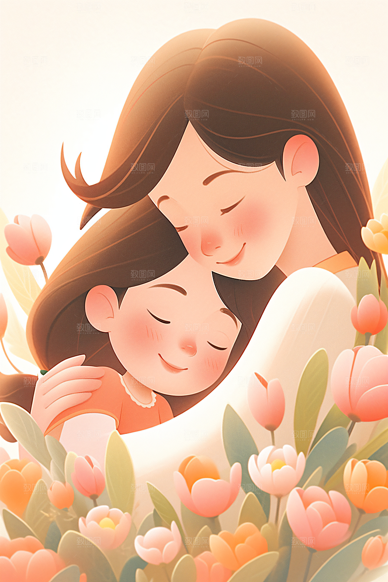 卡通母亲节高清温情插画