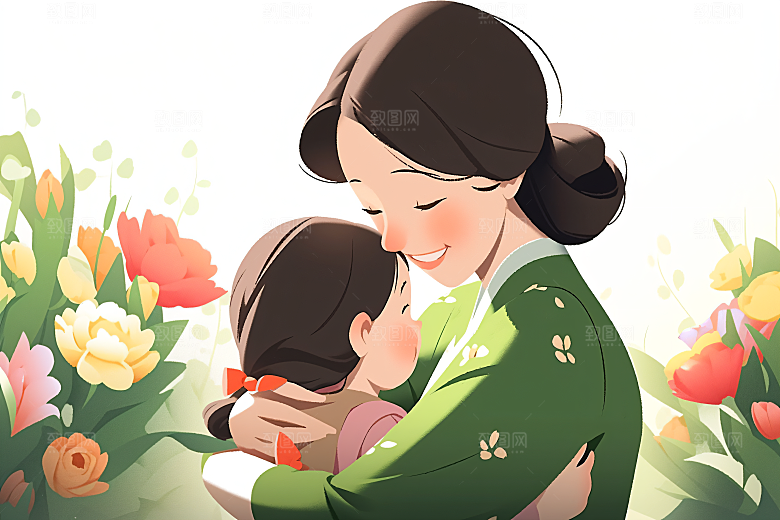 卡通母亲节温情高清插画