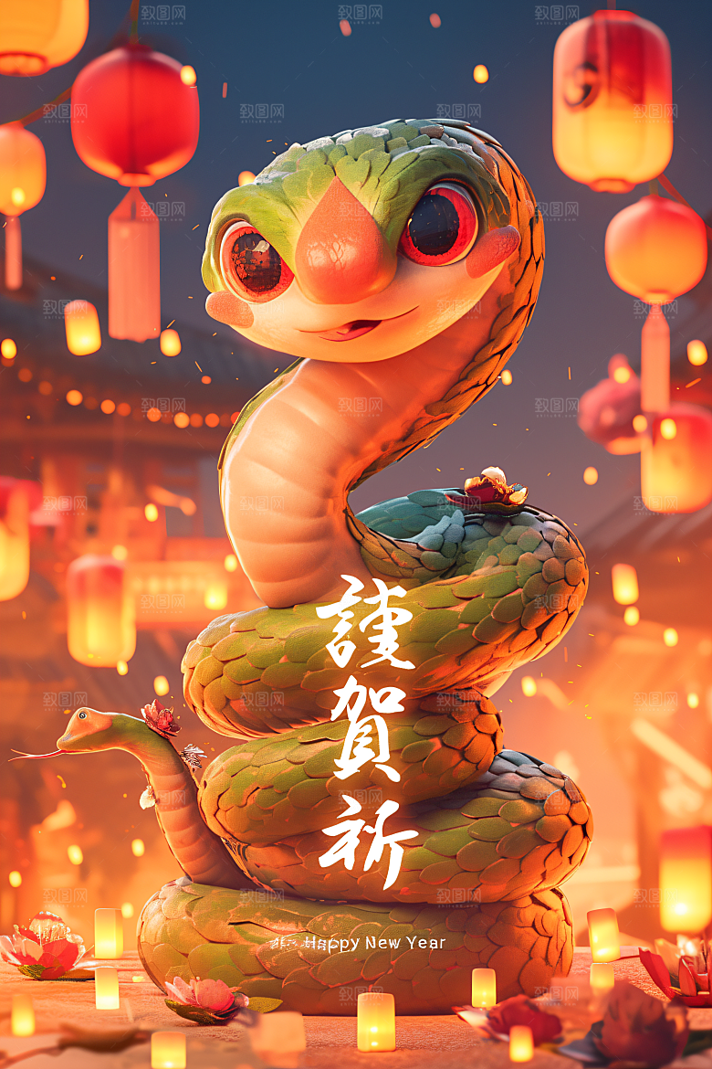卡通蛇形象十二生肖模型