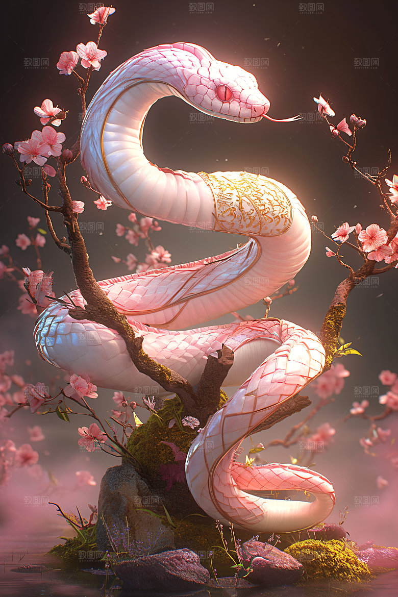 卡通蛇蛇年IP模型