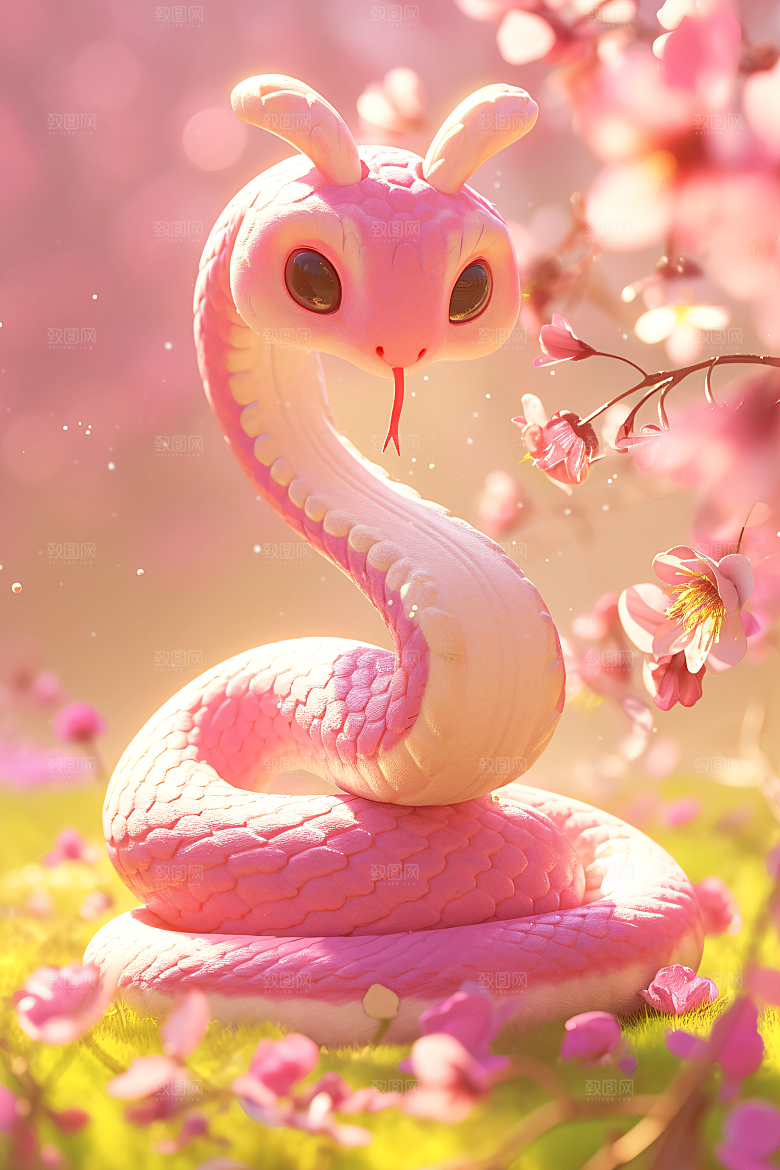 卡通蛇蛇年IP模型