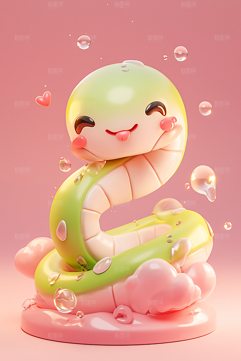 卡通蛇C4D可爱模型
