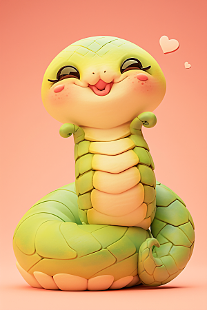 卡通蛇十二生肖拟人蛇模型