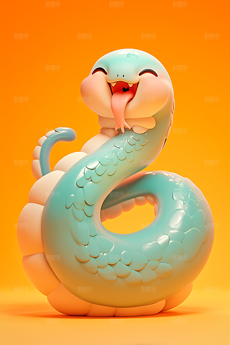 卡通蛇拟人蛇蛇年模型