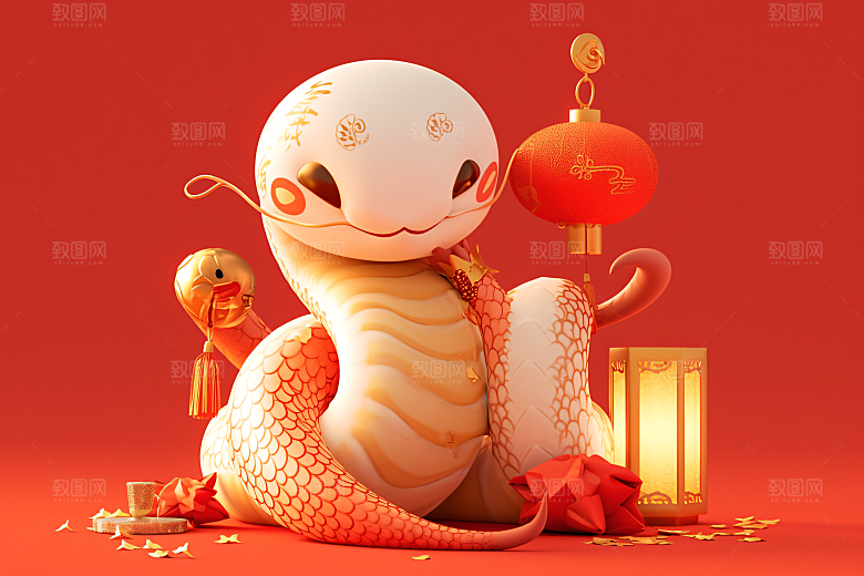 卡通蛇形象IP模型