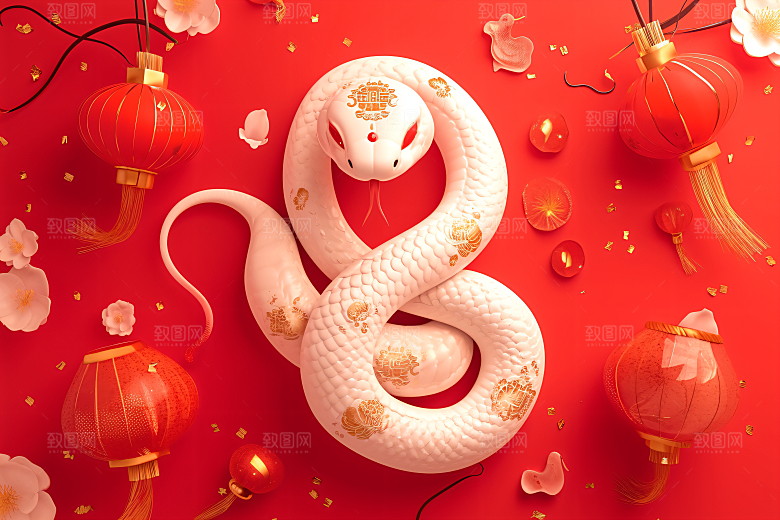 卡通蛇形象十二生肖模型