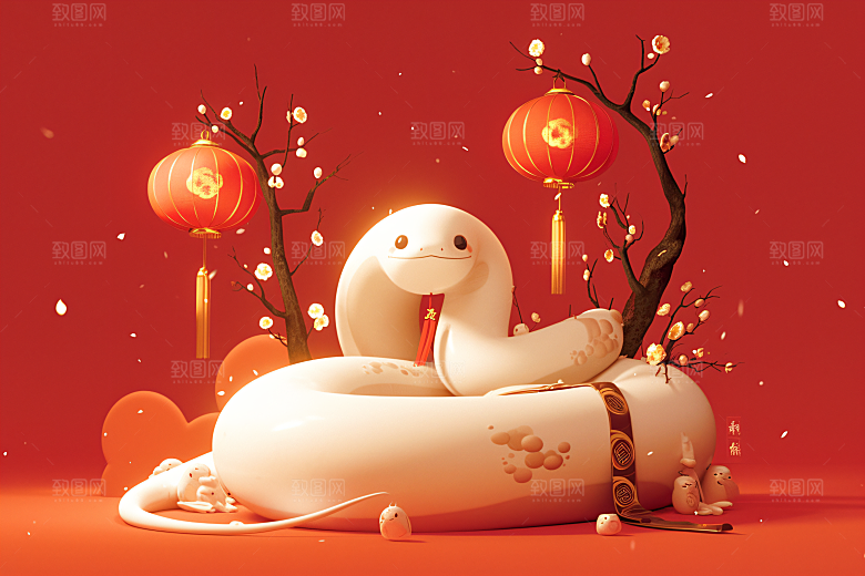 卡通蛇立体IP模型