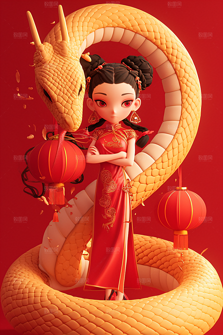 卡通蛇立体高清模型