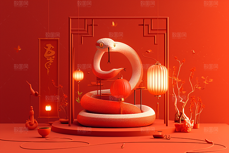 卡通蛇IP3D模型