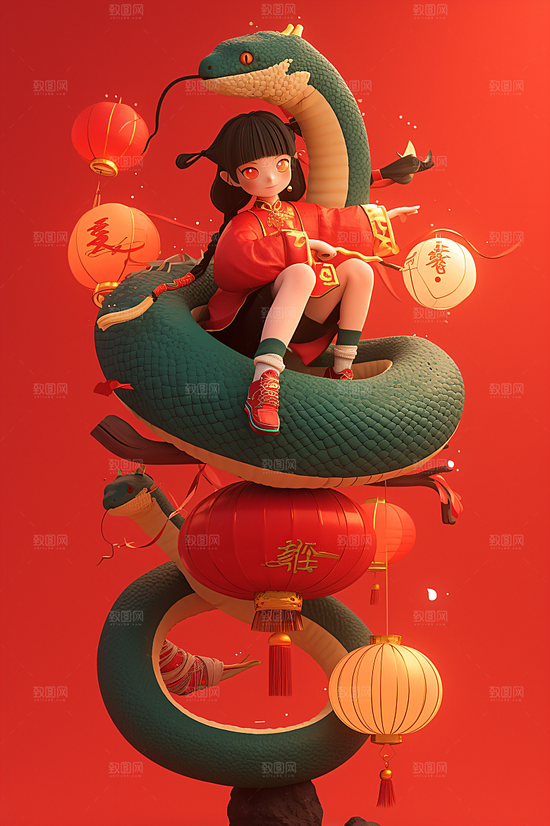 卡通蛇IP萌萌哒模型