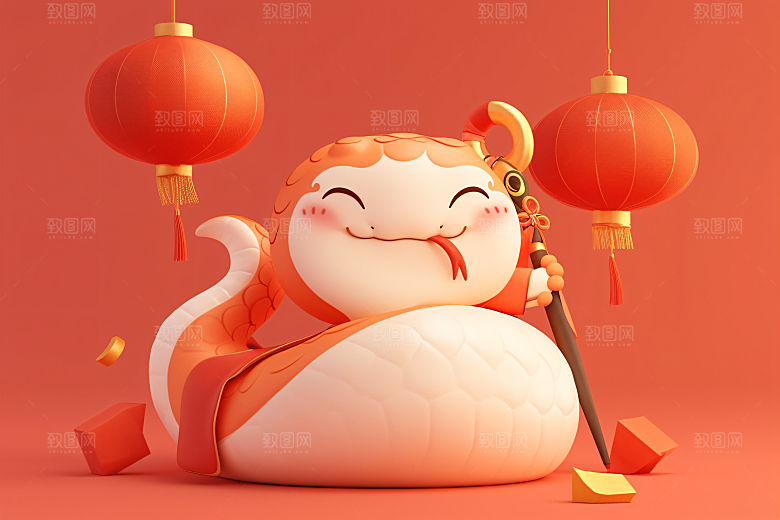 卡通蛇立体拟人蛇模型
