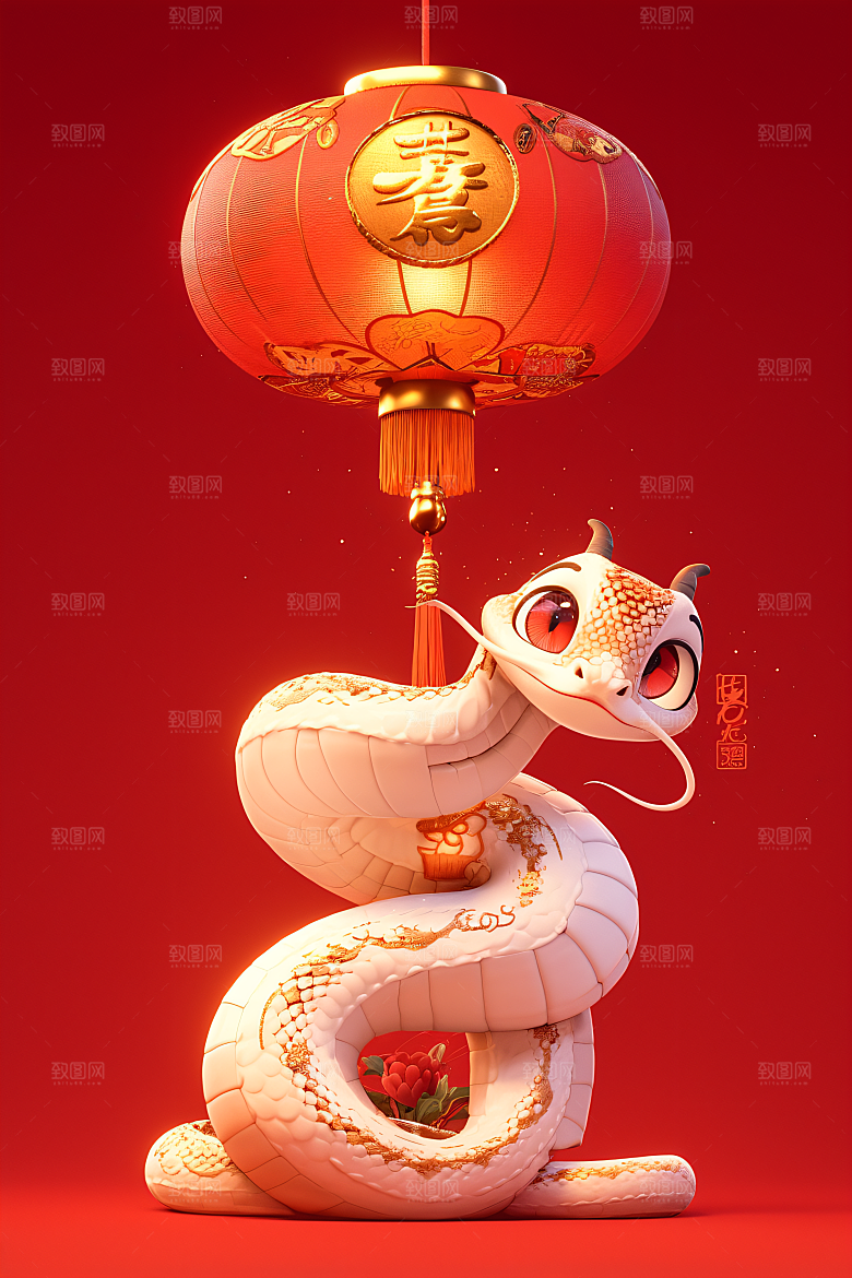 卡通蛇IP可爱模型