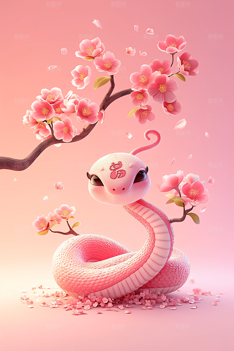 卡通蛇C4D可爱模型