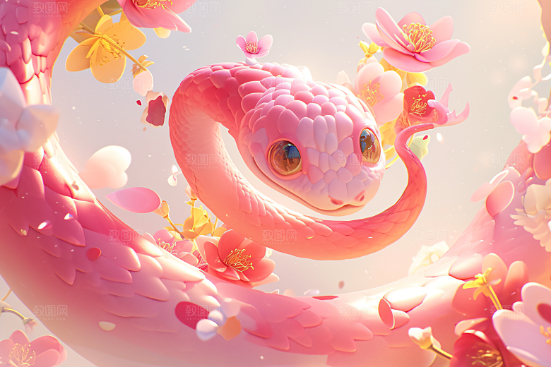 卡通蛇IP立体模型