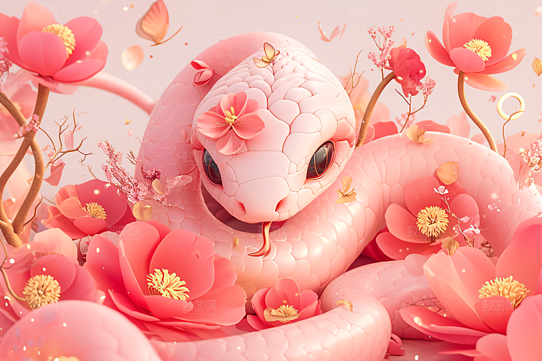 卡通蛇蛇年IP模型