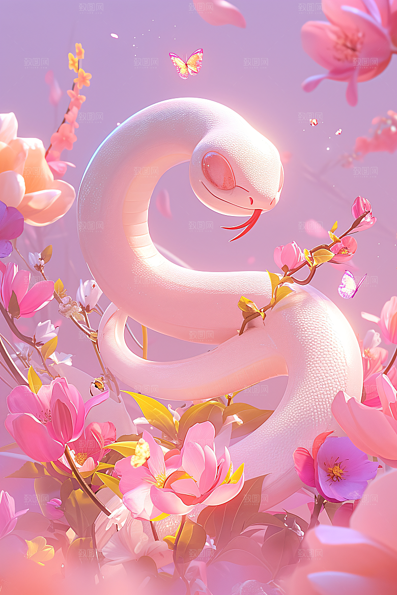 卡通蛇IP蛇年模型