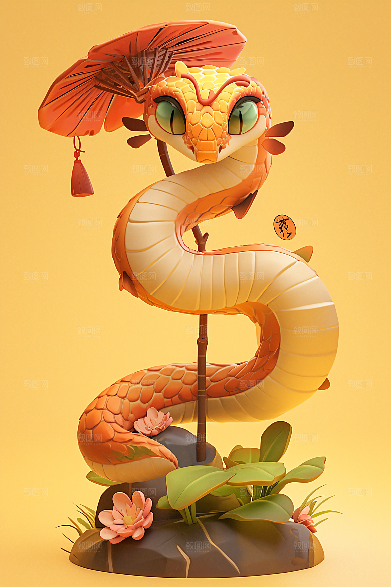 卡通蛇蛇年可爱模型