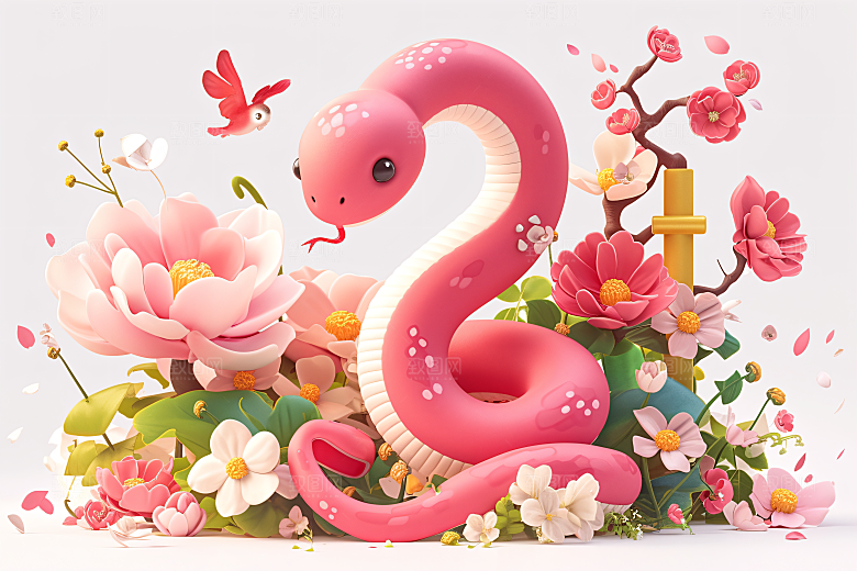 卡通蛇C4D十二生肖模型