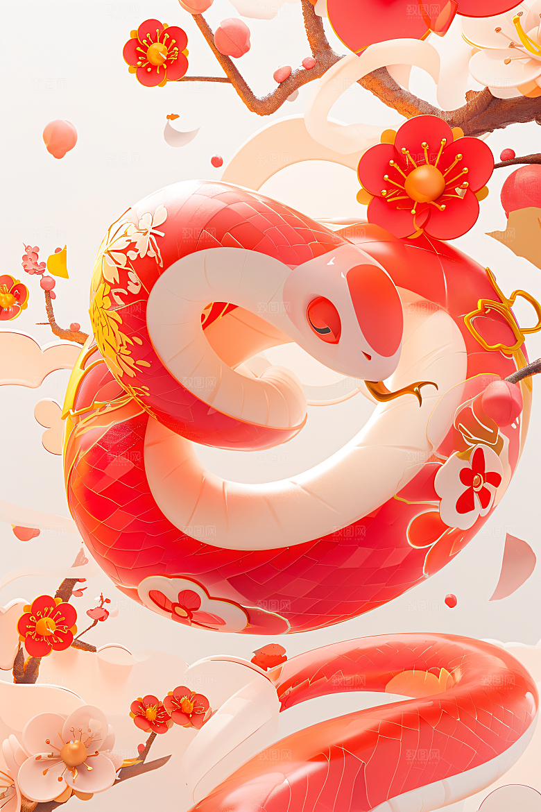 卡通蛇萌萌哒3D模型