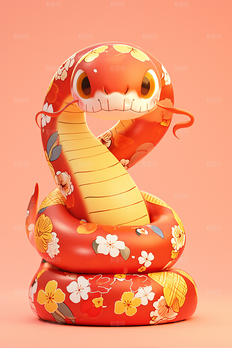 卡通蛇蛇年IP模型