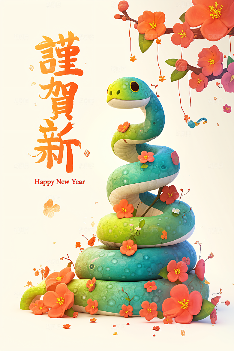 卡通蛇IP蛇年模型