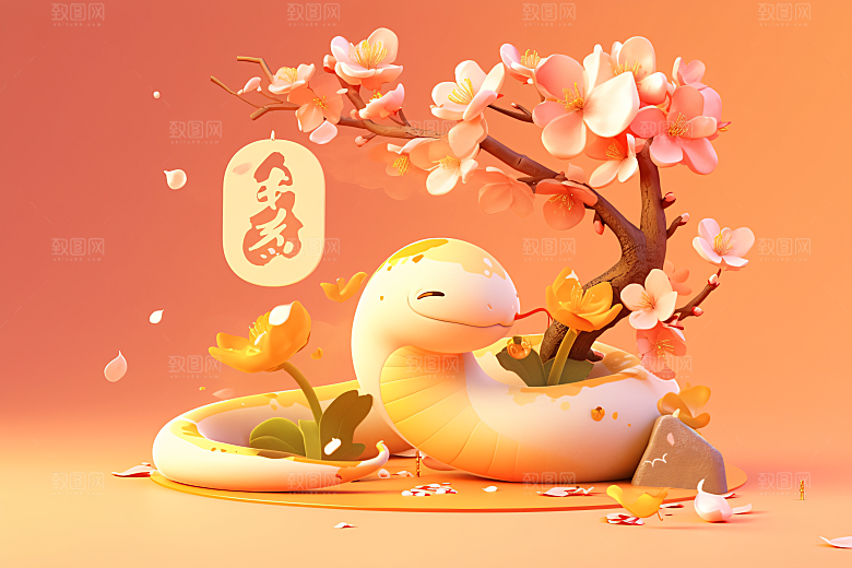 卡通蛇可爱C4D模型