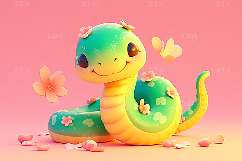 卡通蛇C4D可爱模型