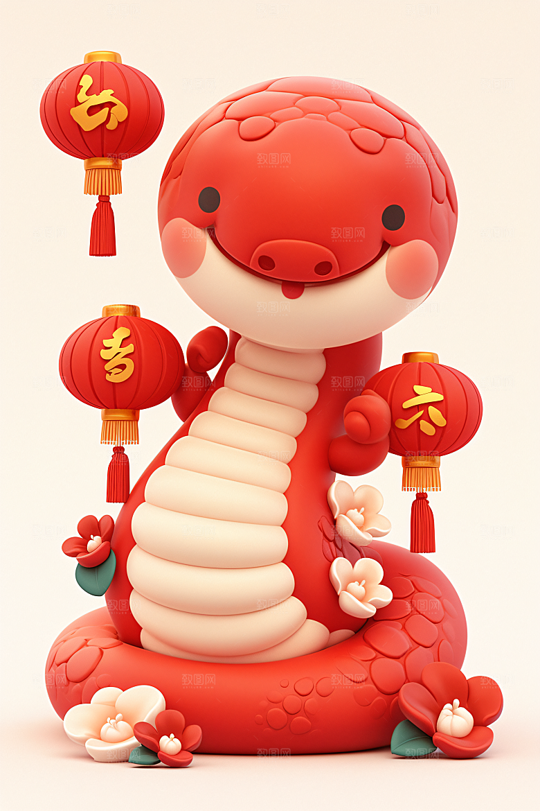 卡通蛇萌萌哒立体模型