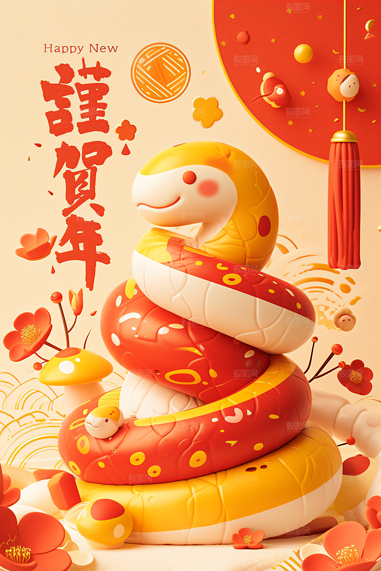 卡通蛇拟人蛇立体模型