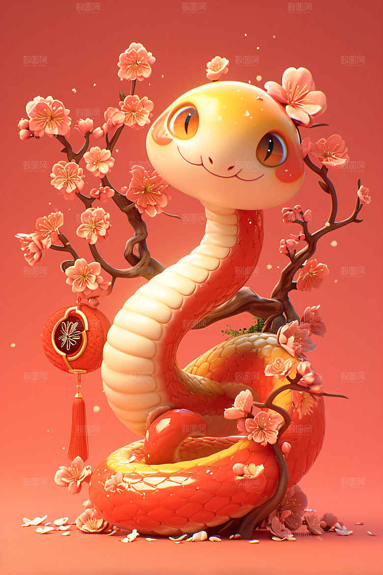 卡通蛇C4D十二生肖模型