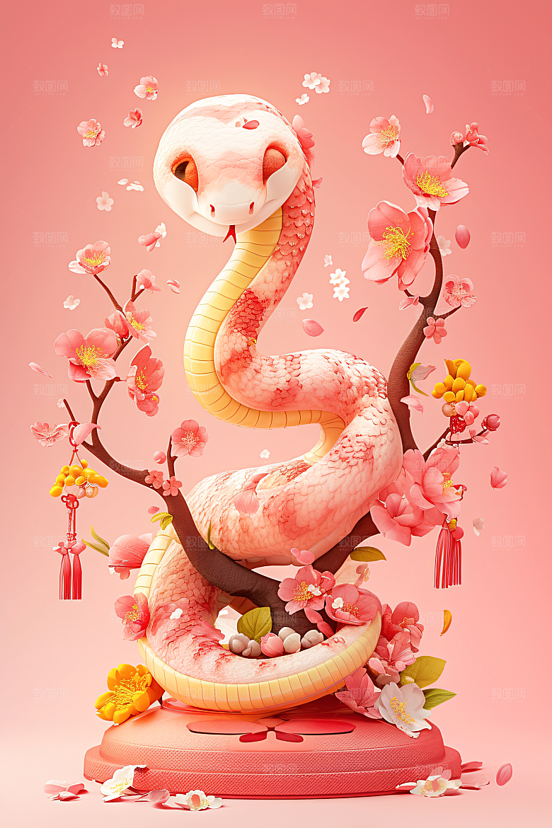 卡通蛇高清十二生肖模型
