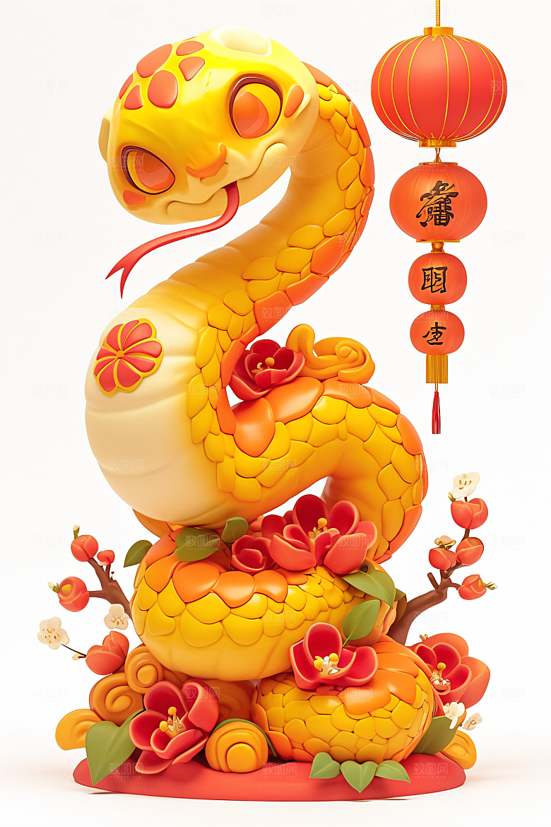 卡通蛇十二生肖立体模型