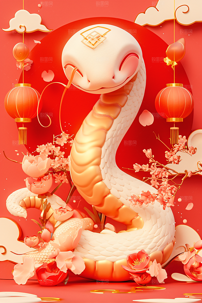 卡通蛇萌萌哒3D模型
