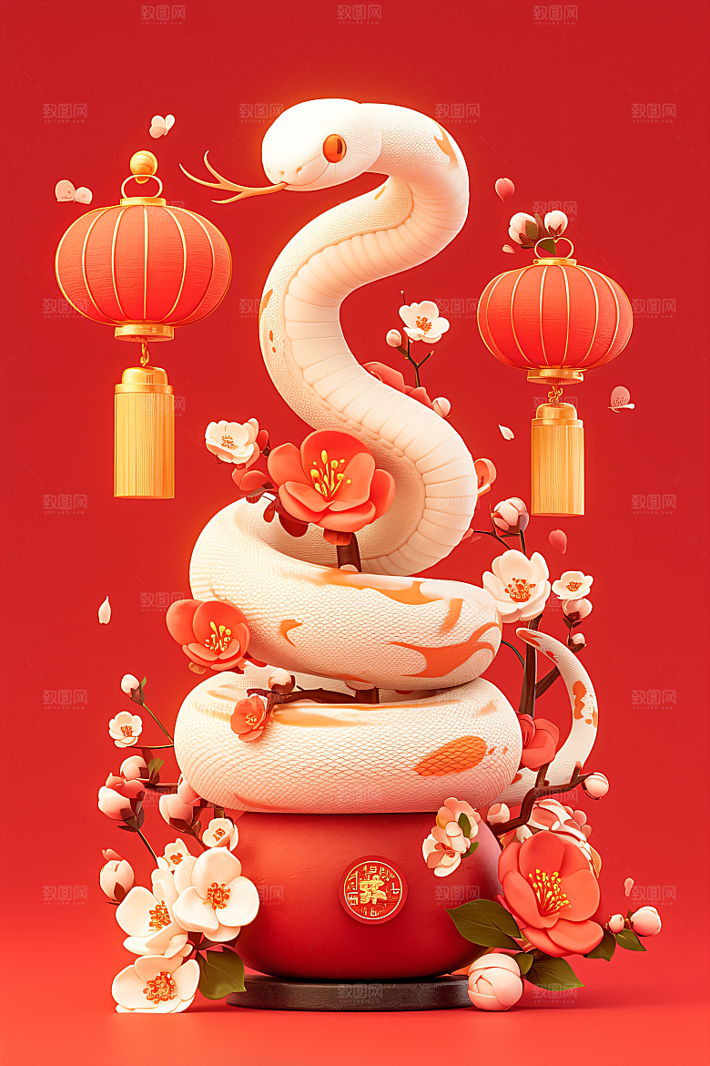 卡通蛇十二生肖形象模型