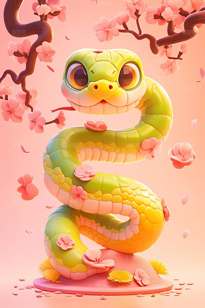 卡通蛇萌萌哒3D模型