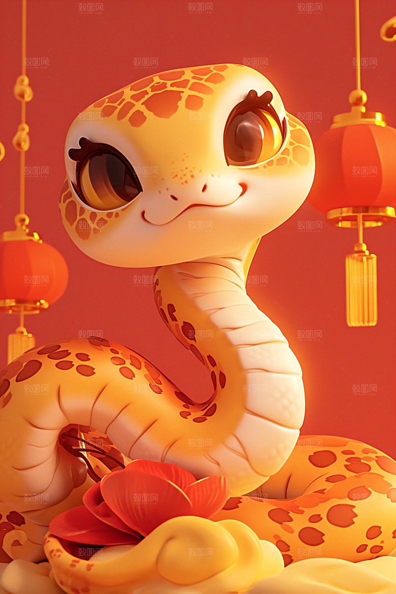 卡通蛇可爱立体模型