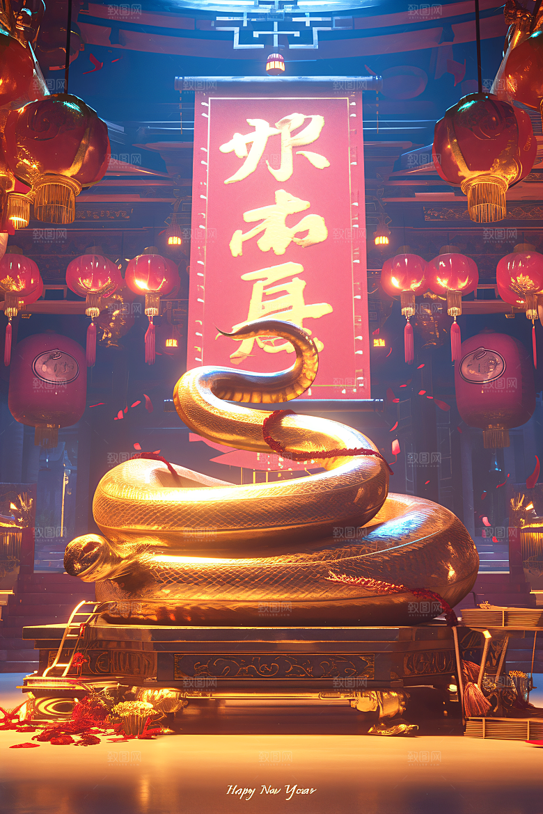 卡通蛇拟人蛇蛇年模型