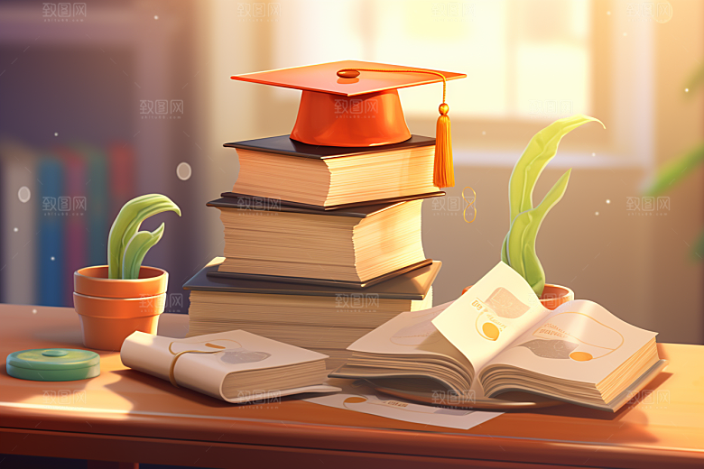 卡通文具3D开学效果图