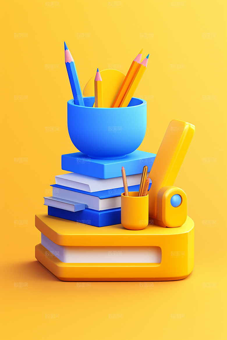 卡通文具教具3D效果图