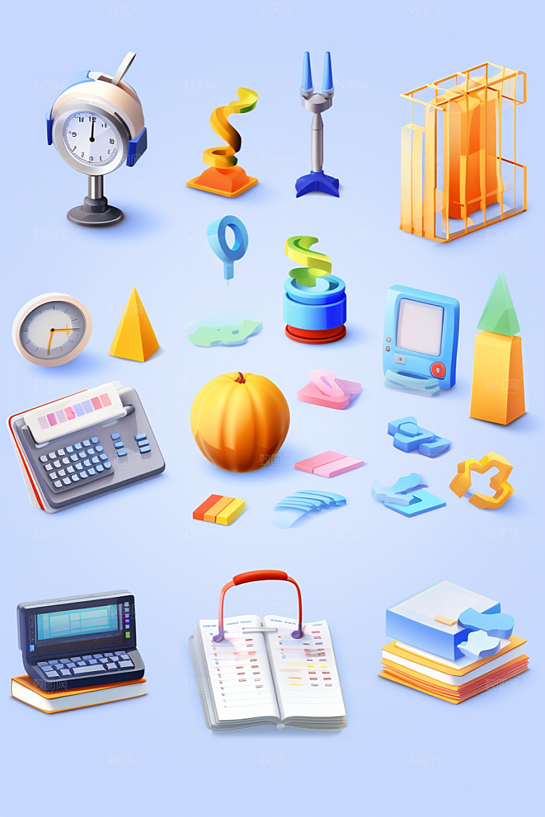 卡通文具高清3D效果图