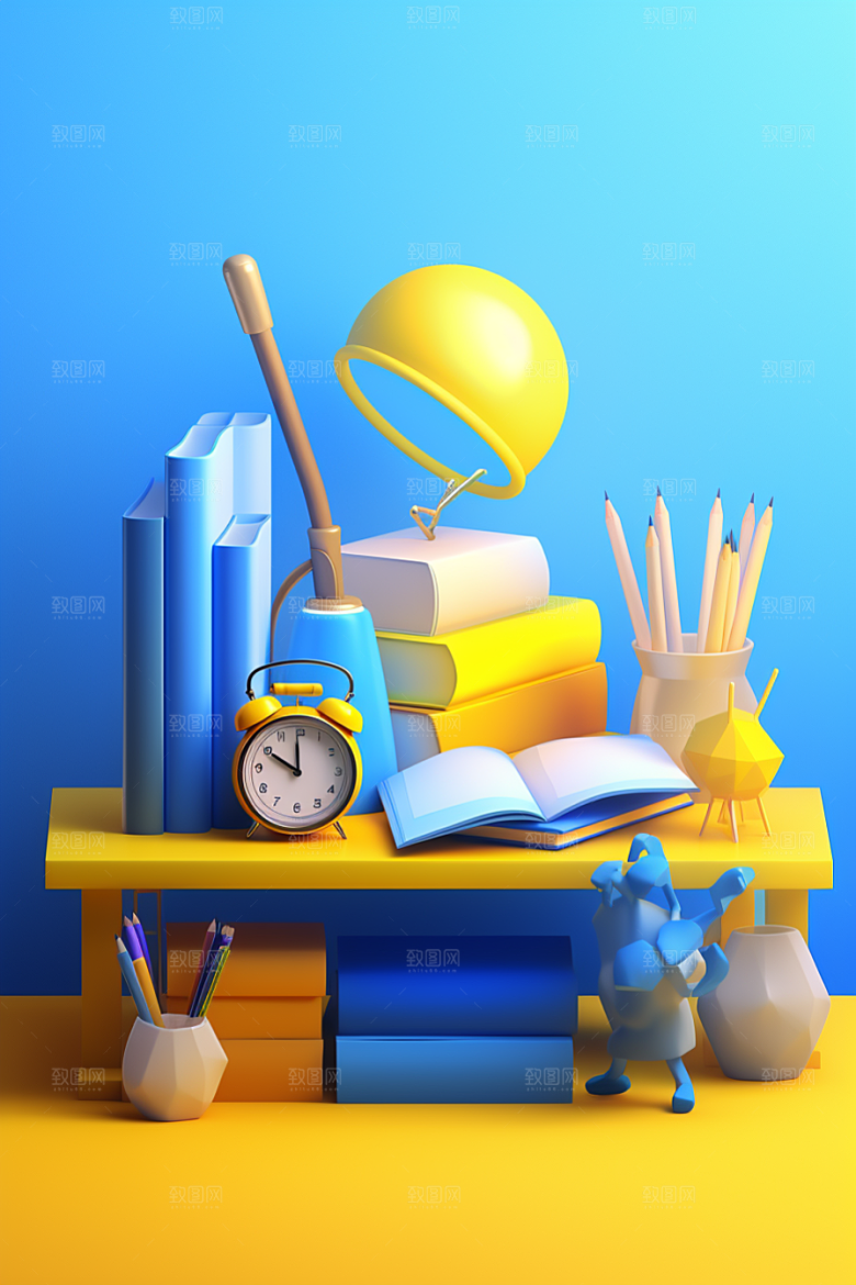 卡通文具立体教具效果图