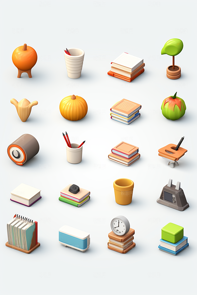 卡通文具3D学具效果图