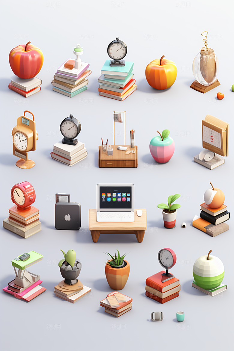 卡通文具教具立体效果图